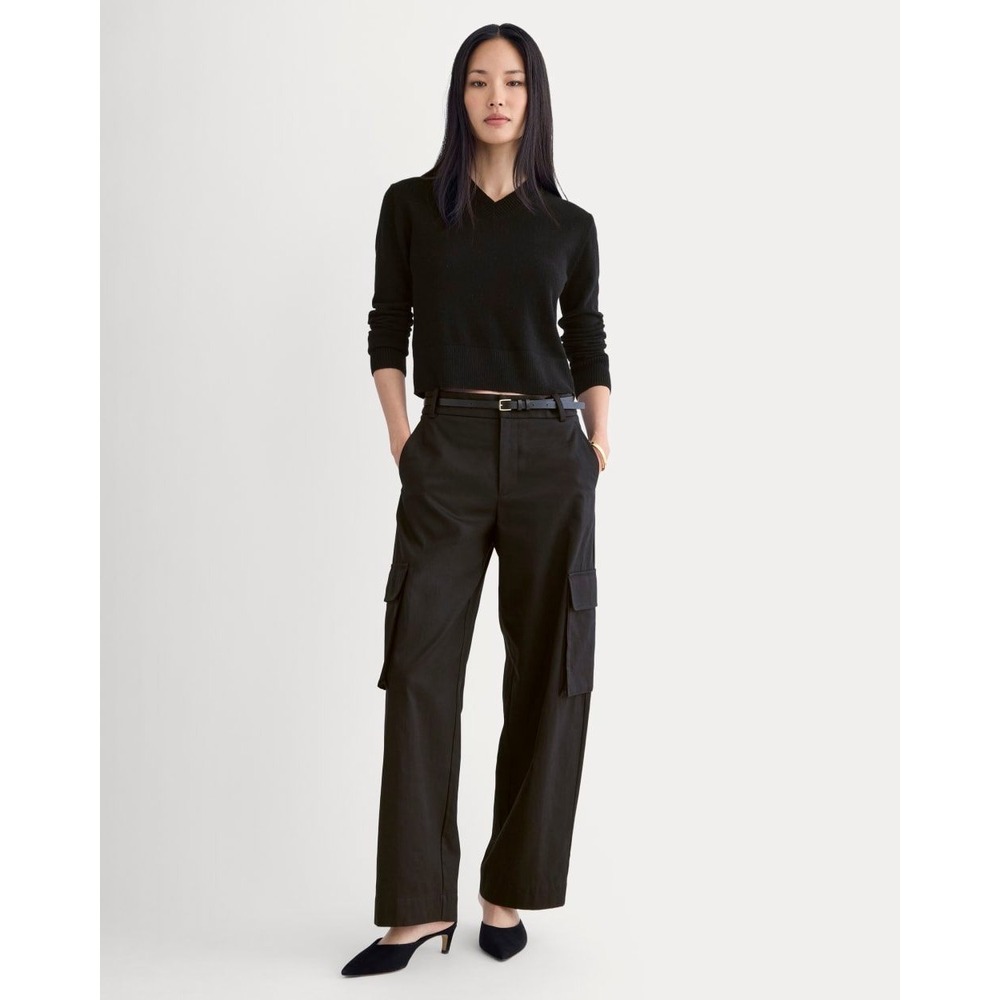 Everlane Tencel Cargo Trouser Black High Rise Wide Leg 4 NEW FBTMTNCLWIDETRSRBLK